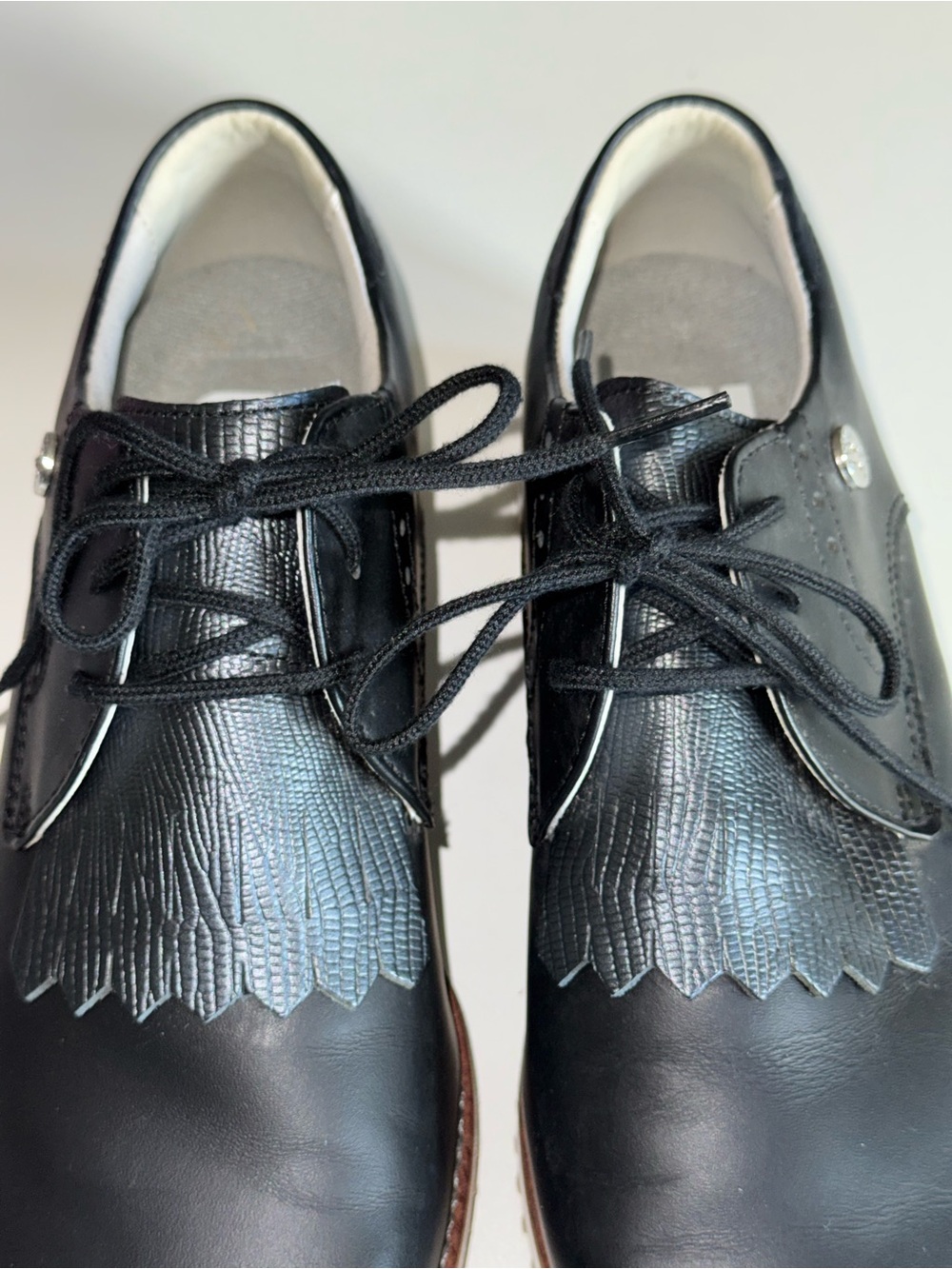 FootJoy Black Leather Slip-On Golf Shoes